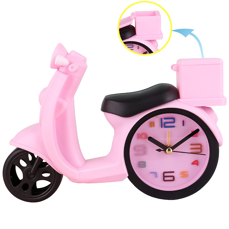 Creative electric vehicle with light alarm clock, student bedside, study, living room clock ornament, children's gift, digital alarm clock Item Picture