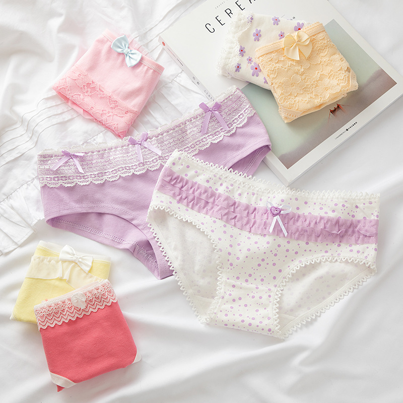 Clearance sale, non-returnable and non-exchangeable pure cotton crotch girls' simple mid-waist M size cute bow student triangle pants
