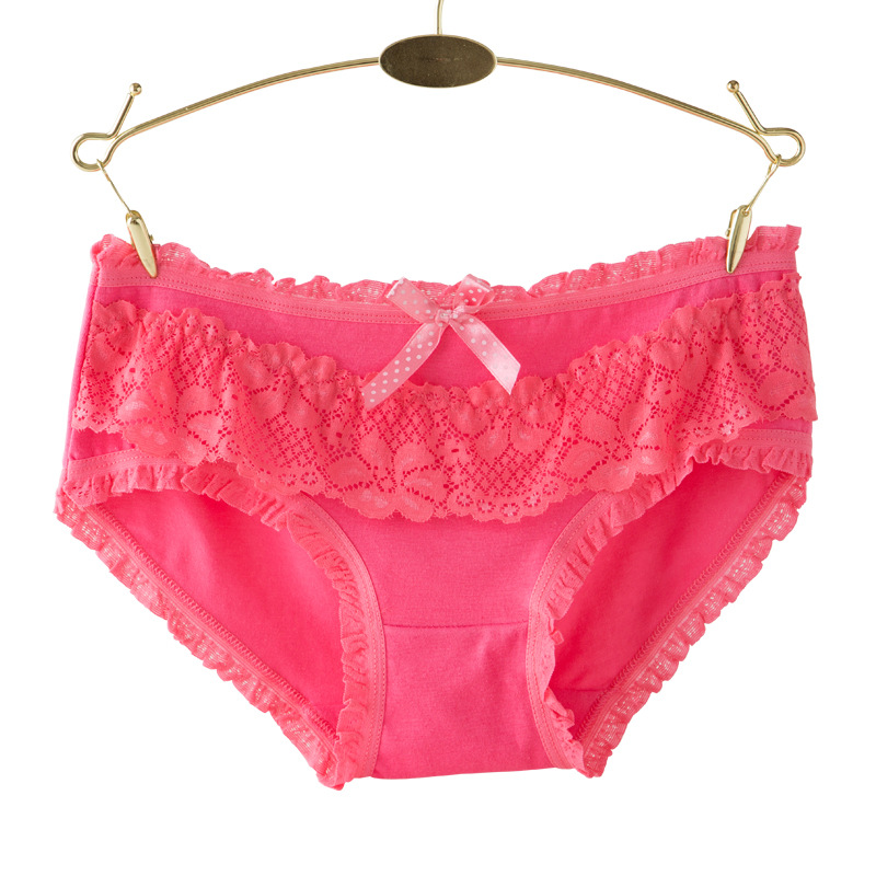Tingweiya women's cotton underwear Candy lace edge bow cute cotton women's underwear wholesale Item Picture