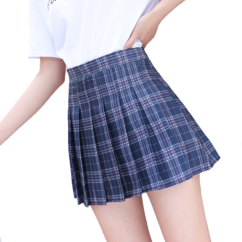 Pleated skirt for women, Spring/Summer jk white 2022 new style Korean high-waisted A-line short skirt, autumn/winter plaid half skirt Item Picture