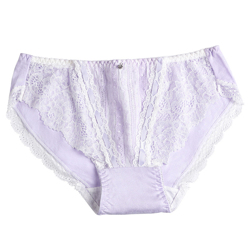 Japanese-style sweet and cute cotton underwear for women, combed cotton, seamless lace, low-waisted, thin and breathable for summer Item Picture