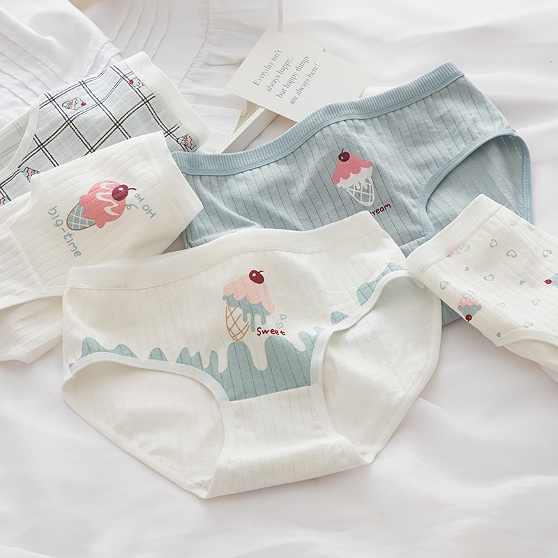 Fresh ice cream cone, girls' underwear, pure cotton crotch, waist and hip underwear, women's all-cotton crotch, women's underwear details Picture