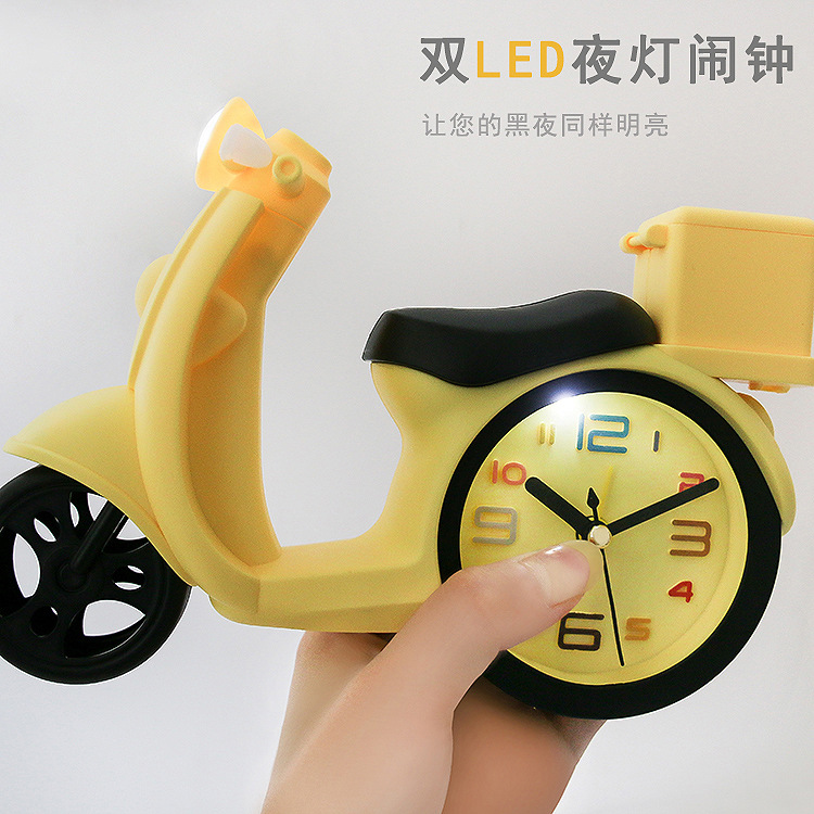 Creative electric vehicle with light alarm clock, student bedside, study, living room clock ornament, children's gift, digital alarm clock Specification image
