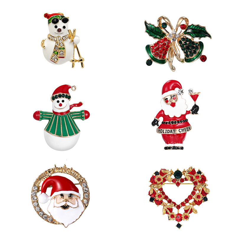 新款圣诞老人圣诞树胸针 复古合金衣服鞋帽配饰胸花 饰品别针