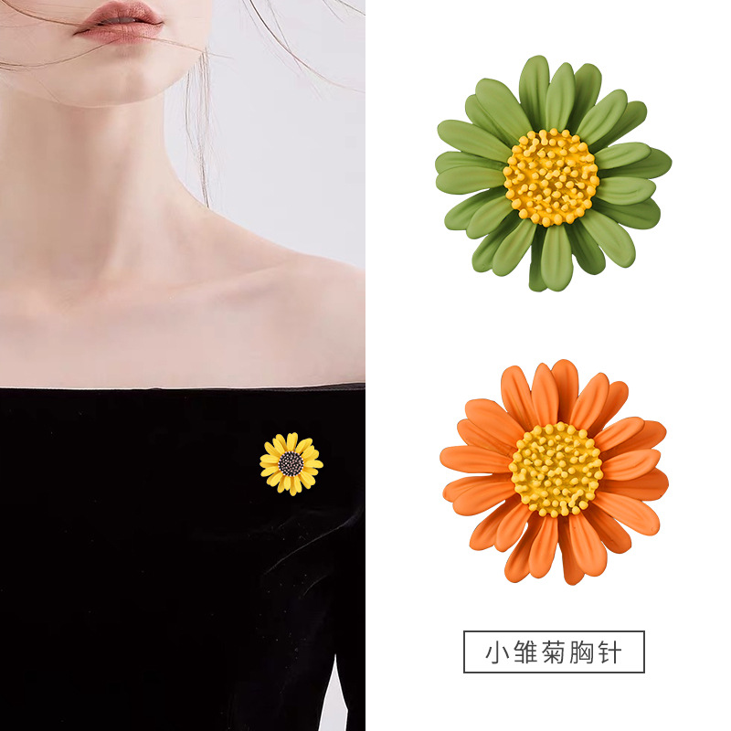 South Korea new enamel drop oil Daisy brooch simple temperament pin brooch flower female pin with accessories wholesale spot