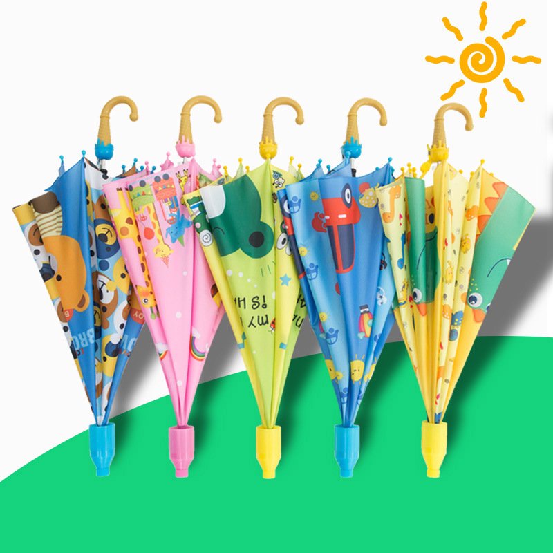 Children umbrella automatic long handle children umbrella boys and girls kindergarten children cartoon umbrella advertising umbrella