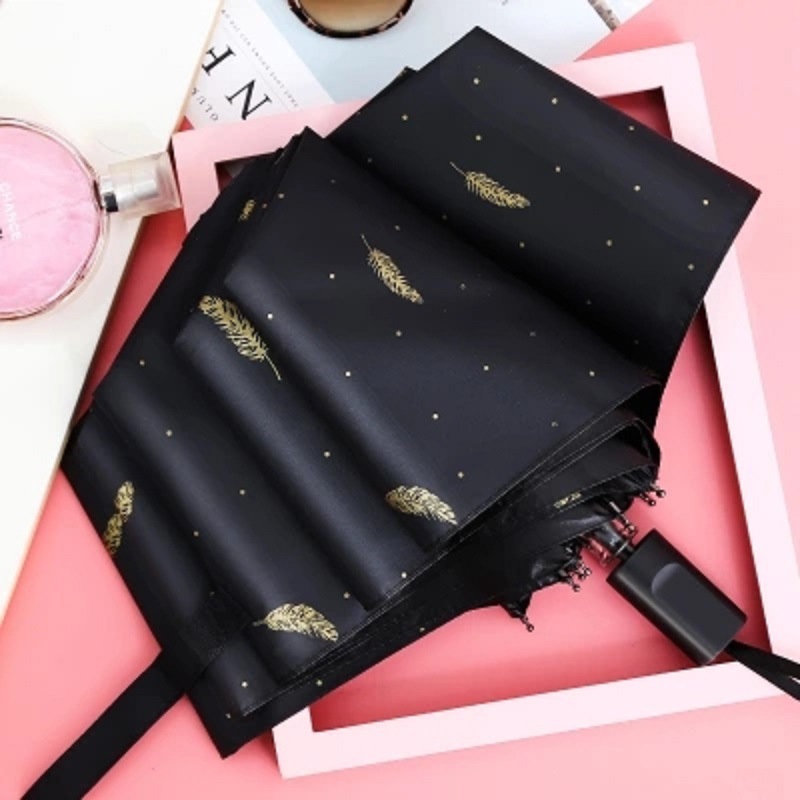 Umbrella manufacturer folding black glue three fold bronzing feather umbrella sunshade sunny and rainy dual-use sunscreen umbrella sun umbrella