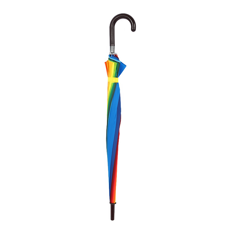 Rainbow umbrella 16 bone 70 cm large long handle windproof umbrella advertising custom LOGO manufacturers wholesale straight umbrella