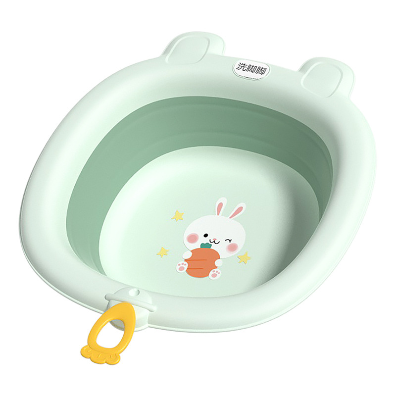 Factory direct sales of newborn baby washbasins, farts, pp cartoon household children's foldable washbasins, baby basins, lanyards Item Picture
