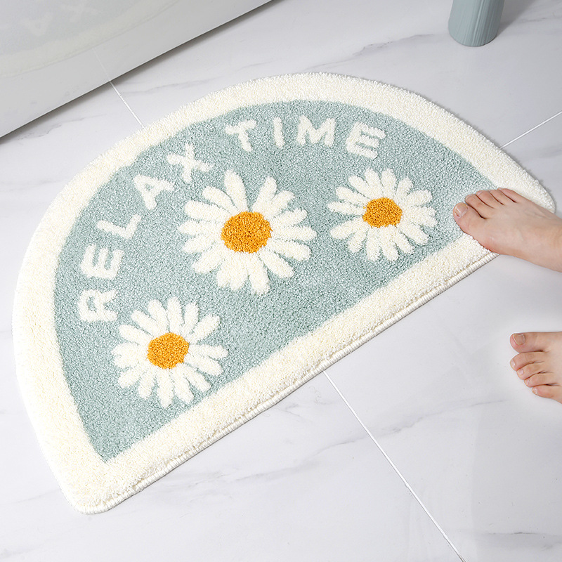 Summer Wave Children's crawling mat, Little Daisy velvet floor mat, home bathroom door carpet, bathroom anti-slip mat, Absorbent foot mat details Picture