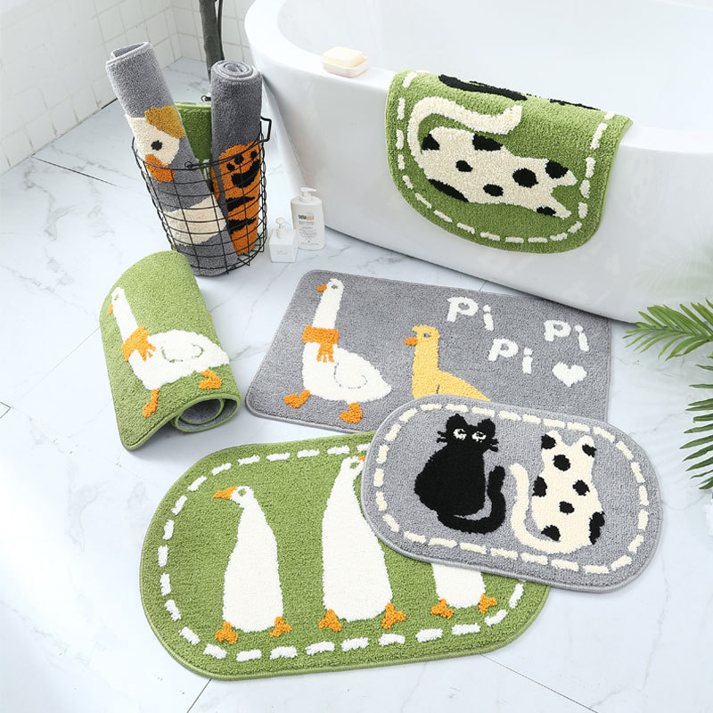 Children's crawling MATS, cute cat bathroom and toilet water-absorbing anti-slip foot MATS, floor MATS, simple home bedroom entrance MATS details Picture