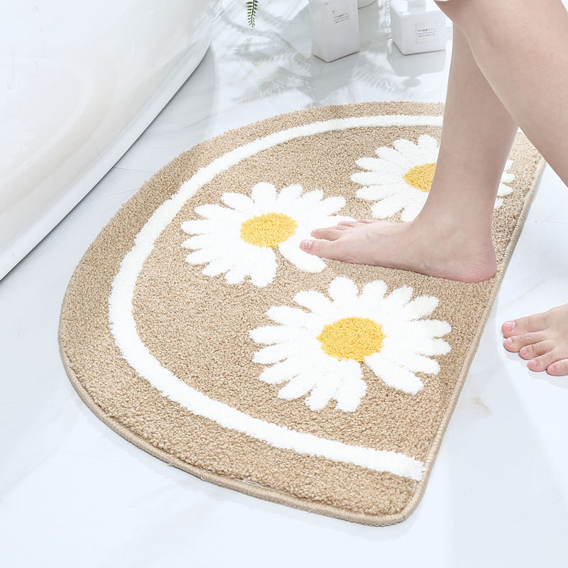 Summer Wave Children's crawling mat, Little Daisy velvet floor mat, home bathroom door carpet, bathroom anti-slip mat, Absorbent foot mat Item Picture