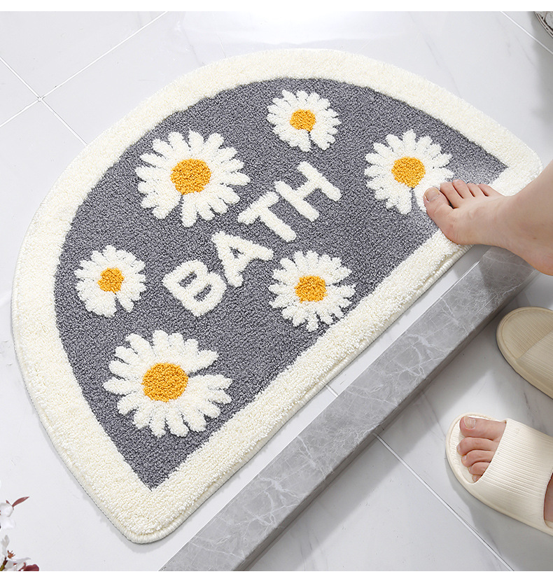 Summer Wave Children's crawling mat, Little Daisy velvet floor mat, home bathroom door carpet, bathroom anti-slip mat, Absorbent foot mat