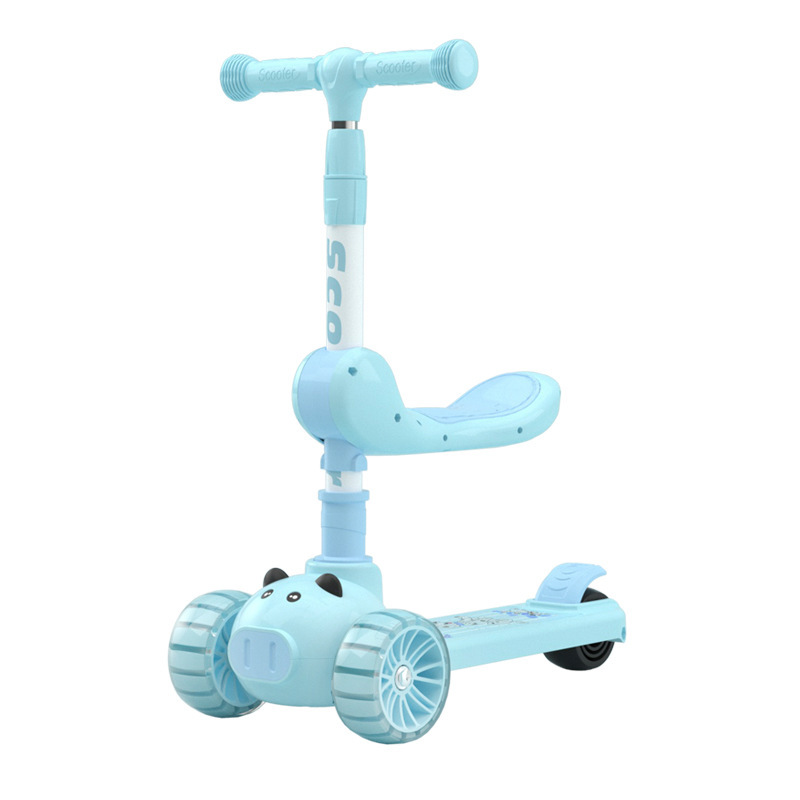 Factory wholesale folding children's scooters, 2-8 years old three-wheel flashing bicycles, meter-high sliding bikes, toy children's bikes Item Picture