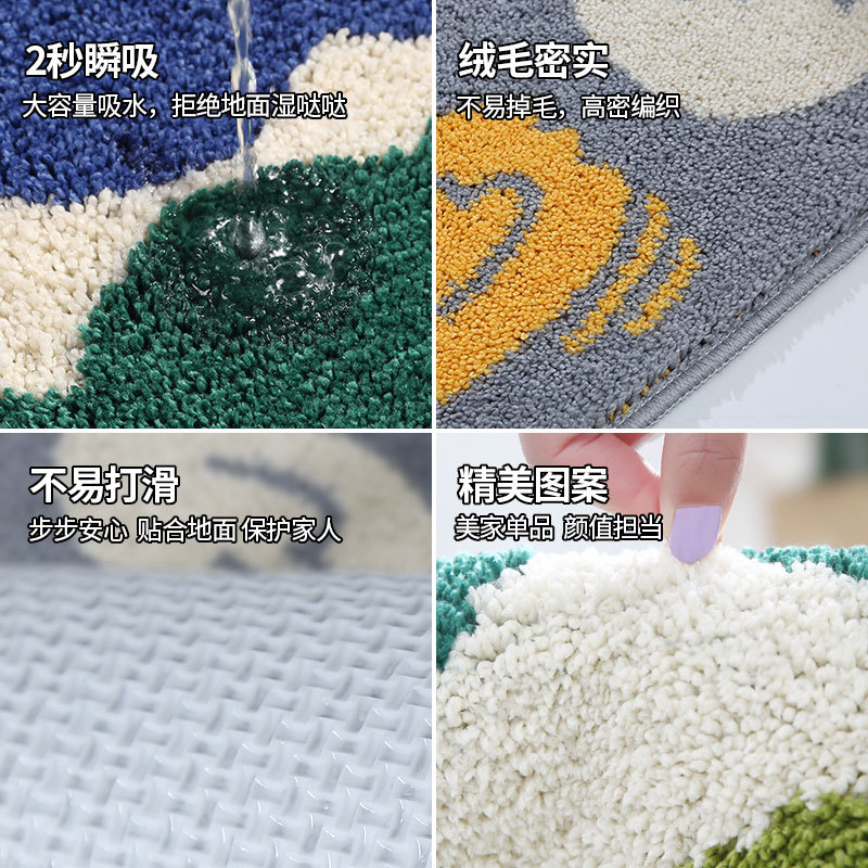 Children's crawling MATS, bathroom and toilet water-absorbing anti-slip floor MATS, bedroom children's room carpets, cute bathroom entrance floor MATS Application Scenario