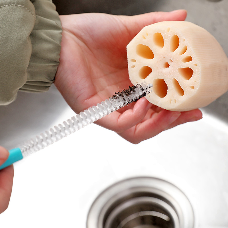 Lotus root washing magic tools: lotus root washing brush, piping nozzle brush, baby bottle, water cup and straw brush, lotus root hole stainless steel cleaning brush details Picture