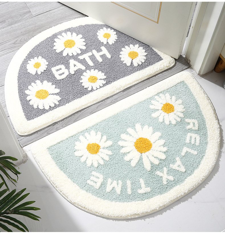 Summer Wave Children's crawling mat, Little Daisy velvet floor mat, home bathroom door carpet, bathroom anti-slip mat, Absorbent foot mat Application Scenario