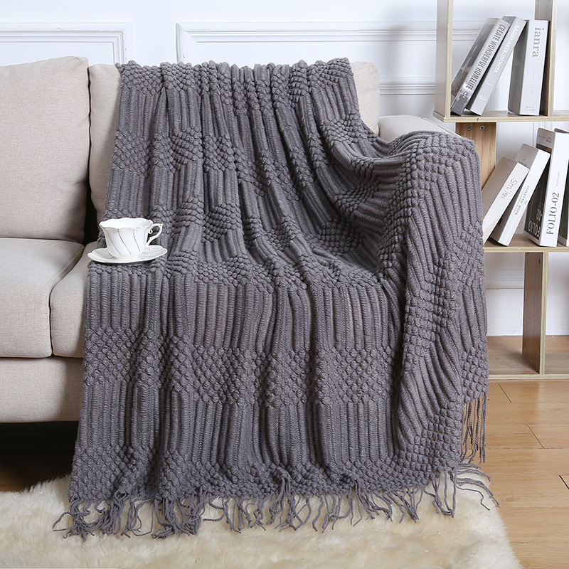Nordic Sofa Blanket Bed Tail Towel Bed Blanket Sandhair Towel Tassel Knitted Blanket Cover Blanket Bed Towel Nap Blanket Application Scenario