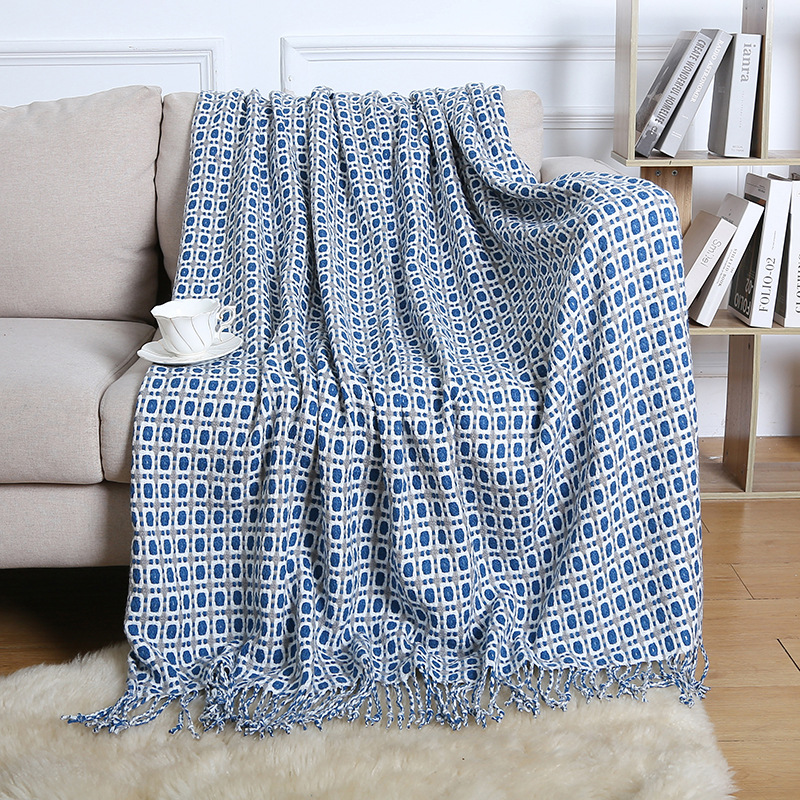 Air Conditioning Blanket Knitting Blanket Sandhair Towel Thousand Bird Check Fringe Sofa Blanket Small Blanket American Wool Nap Blanket Application Scenario