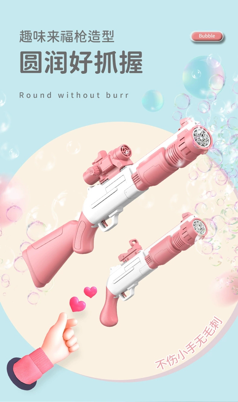 The wholesale of the new Gatling electric bubble machine with multiple holes for blowing bubbles, the ins girl's heart bubble gun, and children's toys are selling well details Picture
