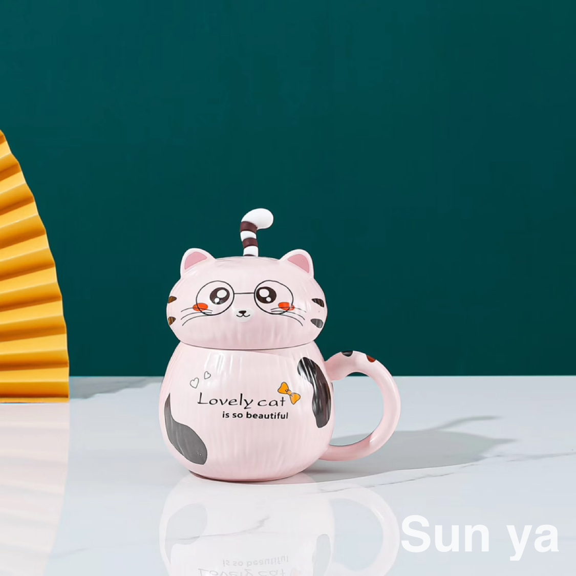Hot selling creative three-dimensional cat ceramic mug cute cartoon mug cute water mug