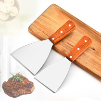 Stainless steel frying shovel Teppanyaki shovel pizza shovel steak shovel wooden handle shovel oblique shovel kitchen tools