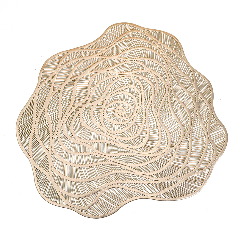Irregular rose-shaped hollowed-out placemats, home heat insulation pads, Western placemats, pvc placemats and coasters wholesale Item Picture