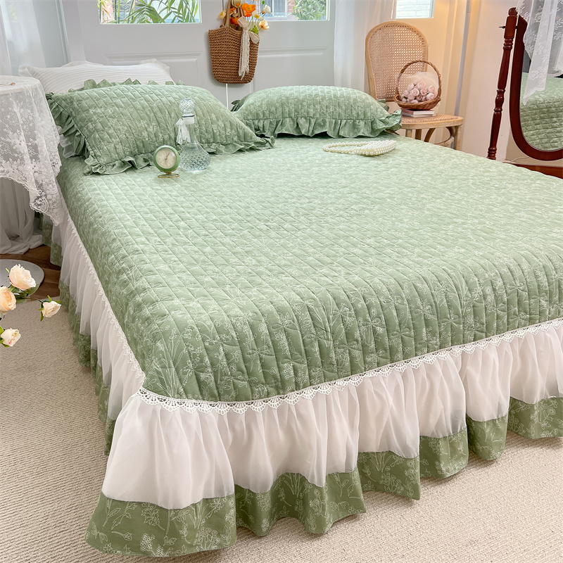 2022 Pure cotton bed cover, all-season all-cotton tatami bed cover, Korean-style quilted cotton-padded anti-slip bed sheet Three-piece set Application Scenario