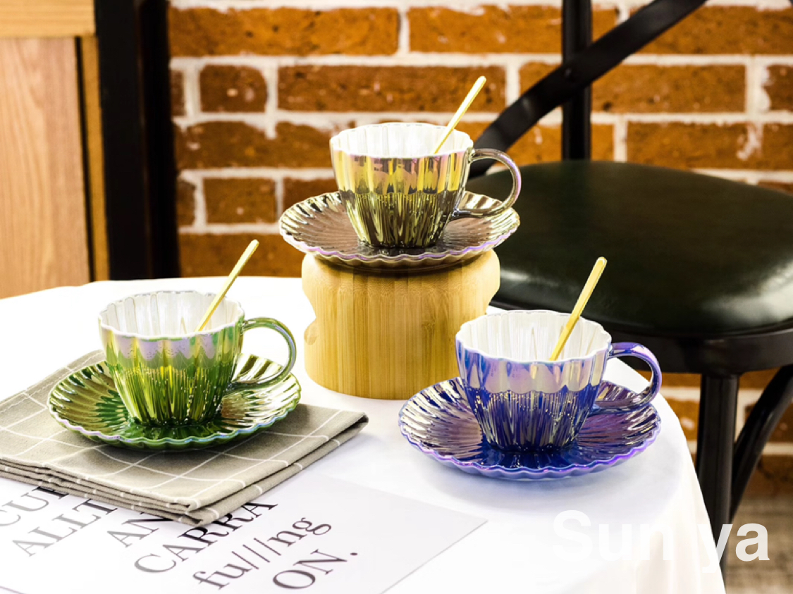 Hot creative coffee cup and saucer Set colorful ceramic mug mug office water mug thumbnail