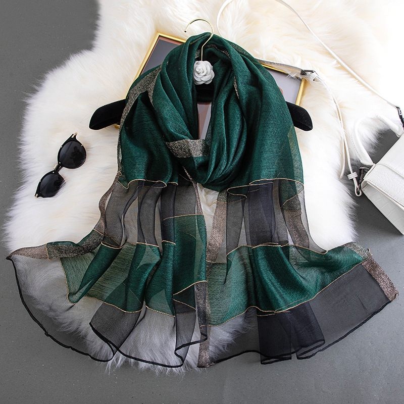 Silk Wool Silk Scarf Thin Rectangular Solid Color Mother Gift Korean Version Spring And Autumn Summer Female Sunscreen Shawls Wholesale details Picture