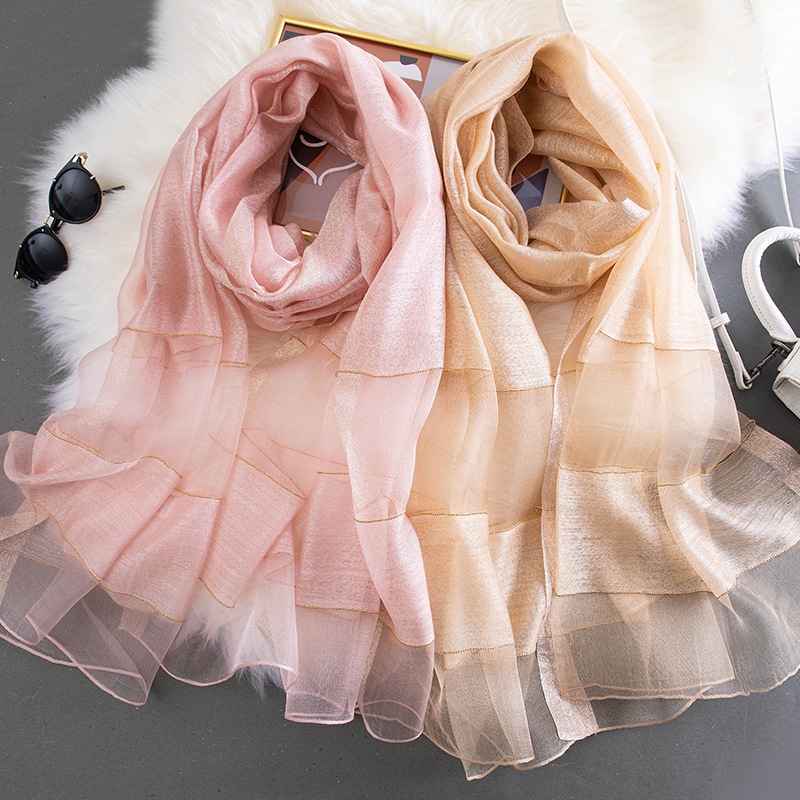 Silk Wool Silk Scarf Thin Rectangular Solid Color Mother Gift Korean Version Spring And Autumn Summer Female Sunscreen Shawls Wholesale Application Scenario