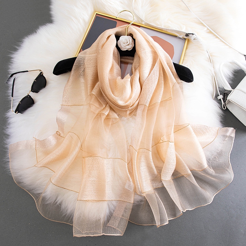 Silk Wool Silk Scarf Thin Rectangular Solid Color Mother Gift Korean Version Spring And Autumn Summer Female Sunscreen Shawls Wholesale Specification drawing