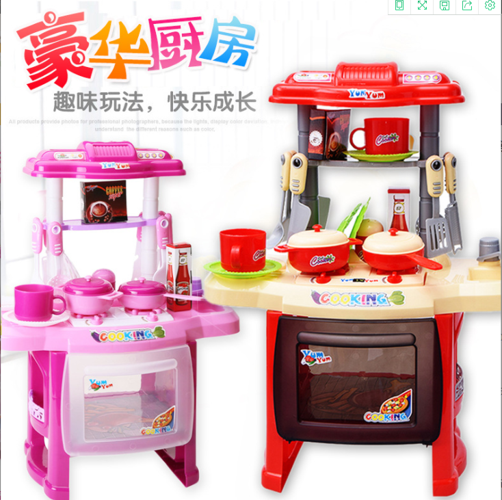 儿童益智灯光音乐做饭餐具餐台 过家家厨房玩具 角度表演玩具