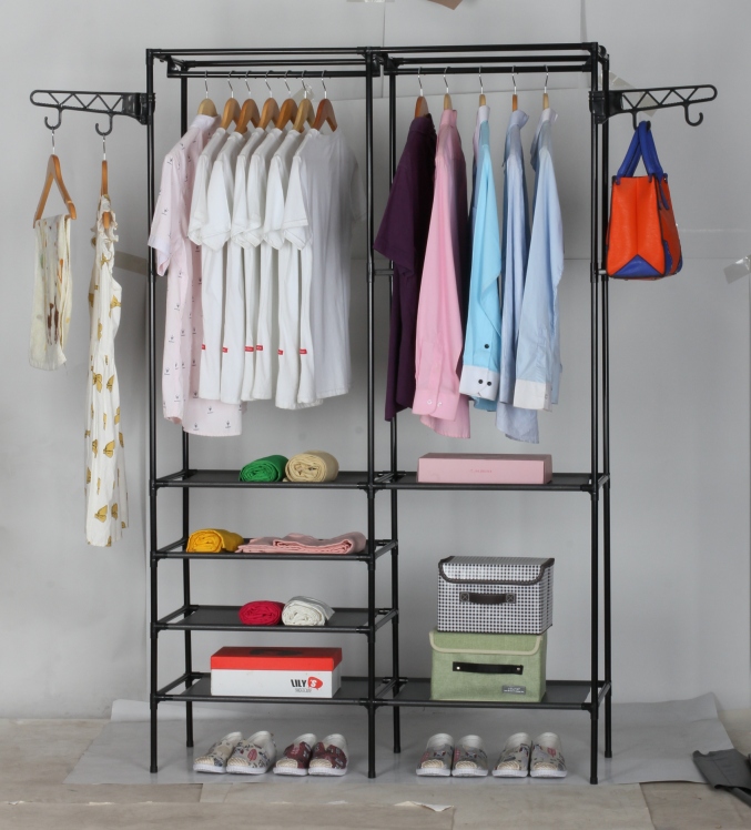 简易衣帽架落地多功能卧室挂衣架简约衣服架子创意收纳整理置物架