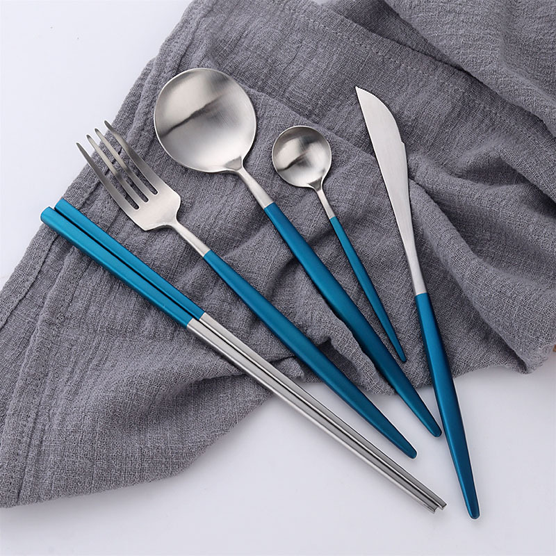 源头工厂精美哑光拉丝餐具套 葡萄牙圆柄餐具套装304不锈钢刀叉勺