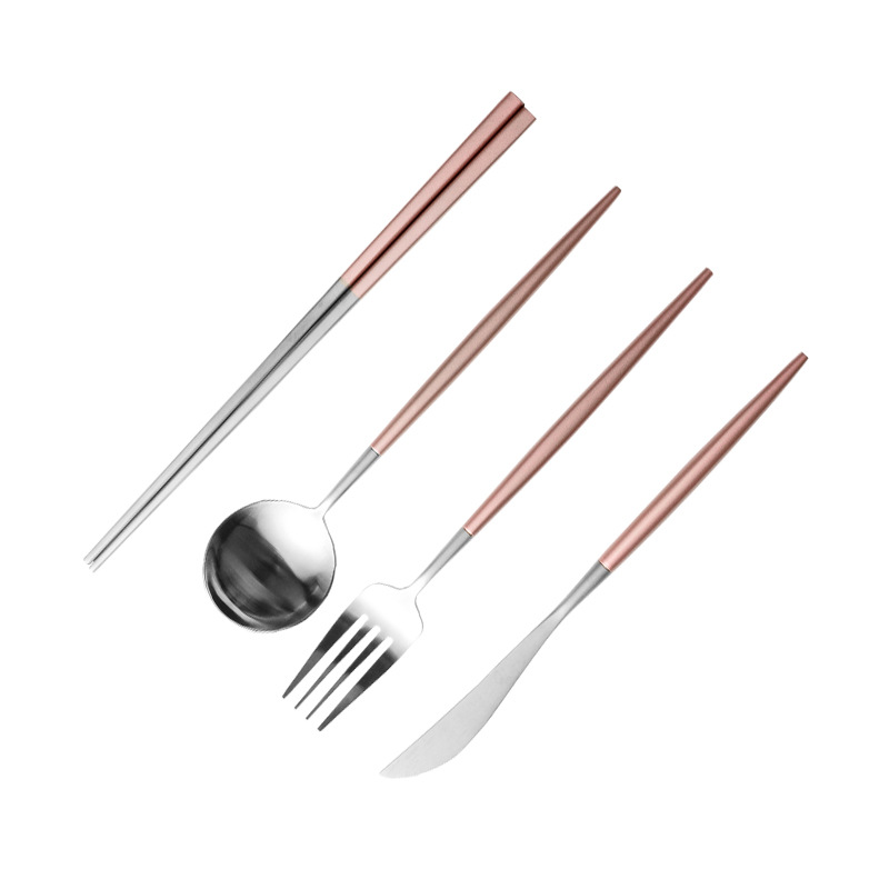 Source Factory Silver Stainless Steel Knife Fork Spoon Net Red Round Handle Western Food Knife Fork Spoon Chopsticks Table Gift Tableware Application Scenario