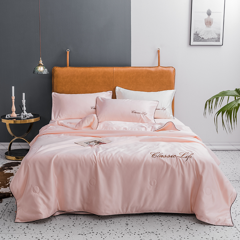 2022 Washed Silk Summer Cool Quilt Set, Spring and Summer Light Luxury ice Silk quilt, European-style silk bed sheet Item Picture