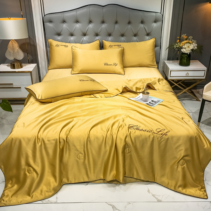 2022 Washed Silk Summer Cool Quilt Set, Spring and Summer Light Luxury ice Silk quilt, European-style silk bed sheet Application Scenario