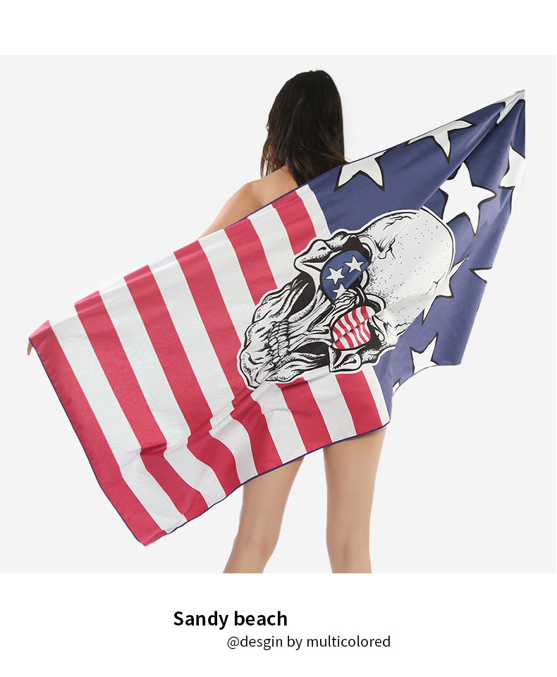 Cross-border quick-drying bath towels, beach towels, super absorbent, quick-drying, lightweight and skin-friendly, double-sided fleece, digital printing, order processing Application Scenario