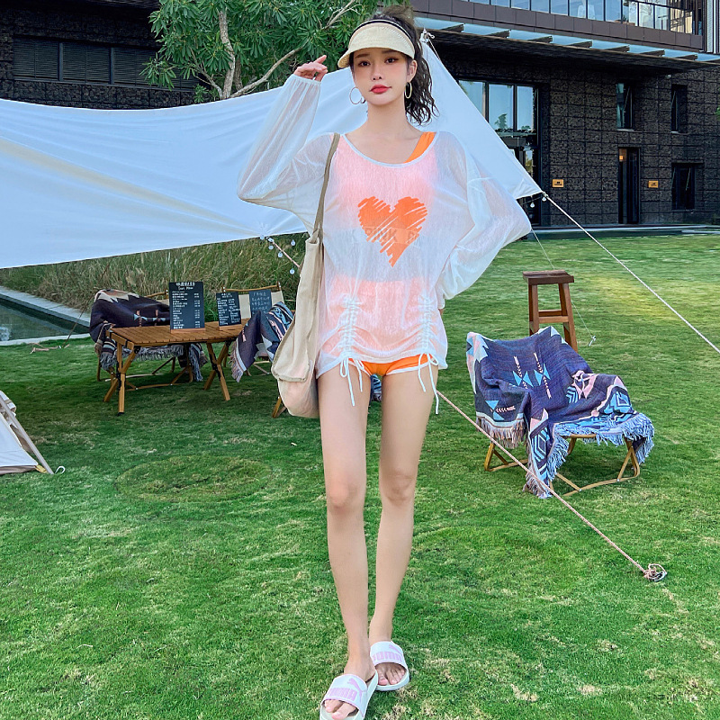 A new set of three-piece swimwear for women's sportswear, conservative and slimming to hide the belly, a new gathering swimwear from the Korean ins forest style hot spring Specification image