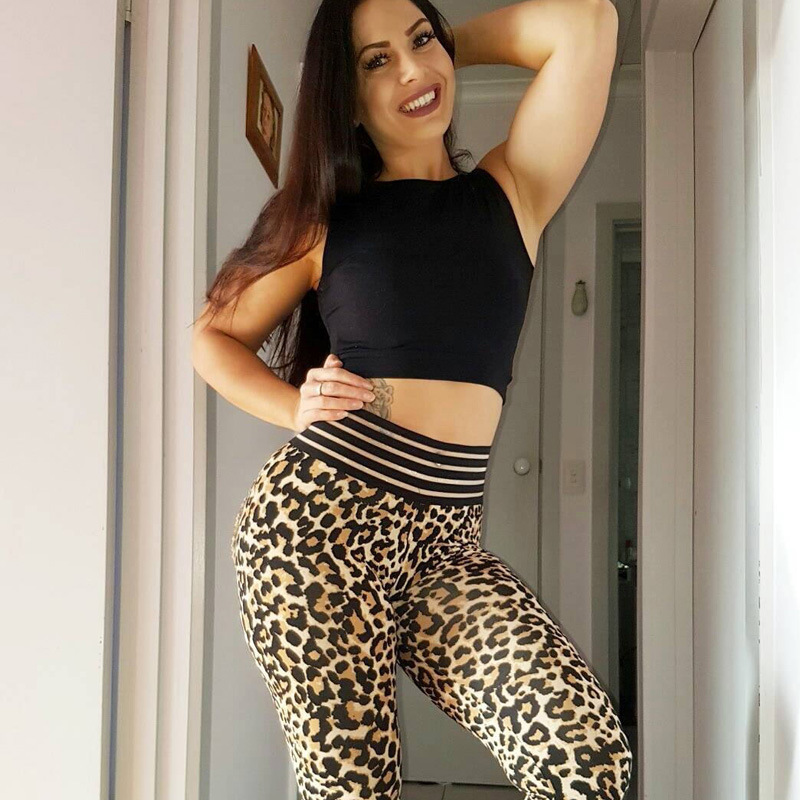 Aliexpress wish Women's Leopard Print Yoga Sport Leghers High Elasticity L2047 Specification image
