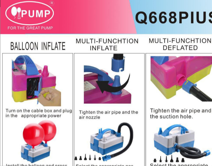 Electric air pump, electric air pump 73005, 408, 508 air pump, balloon air pump Specification image