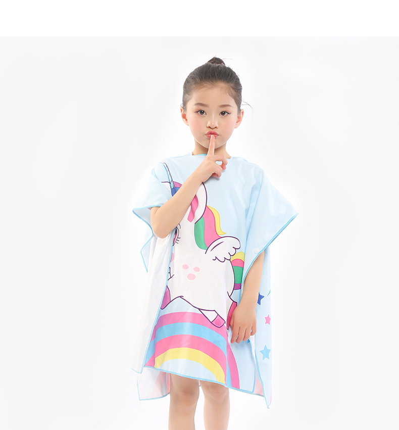 Portable cartoon children's wearable bath towels, beach towels, hooded cloaks, capes, bathrobes, water-absorbing quick-drying double-sided fleece custom-made Specification image