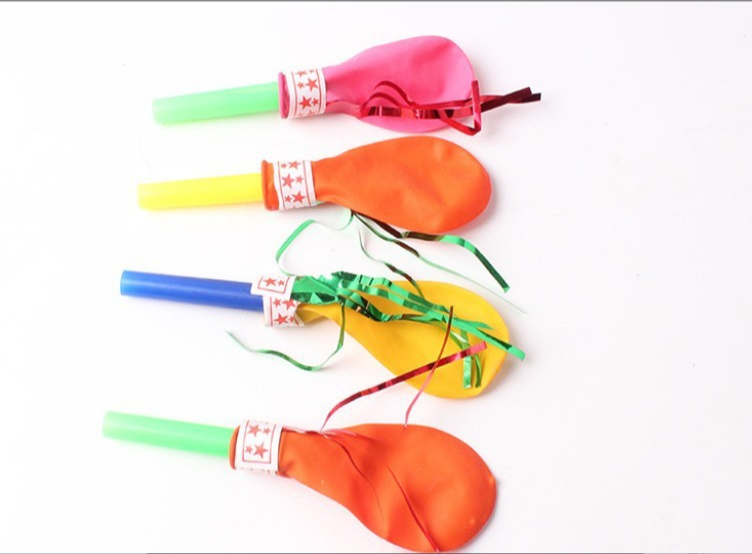 Whistle Balloon Gold Wire Whistle Balloon Wholesale children's talking toys Blow balloon baby birthday party supplies thumbnail