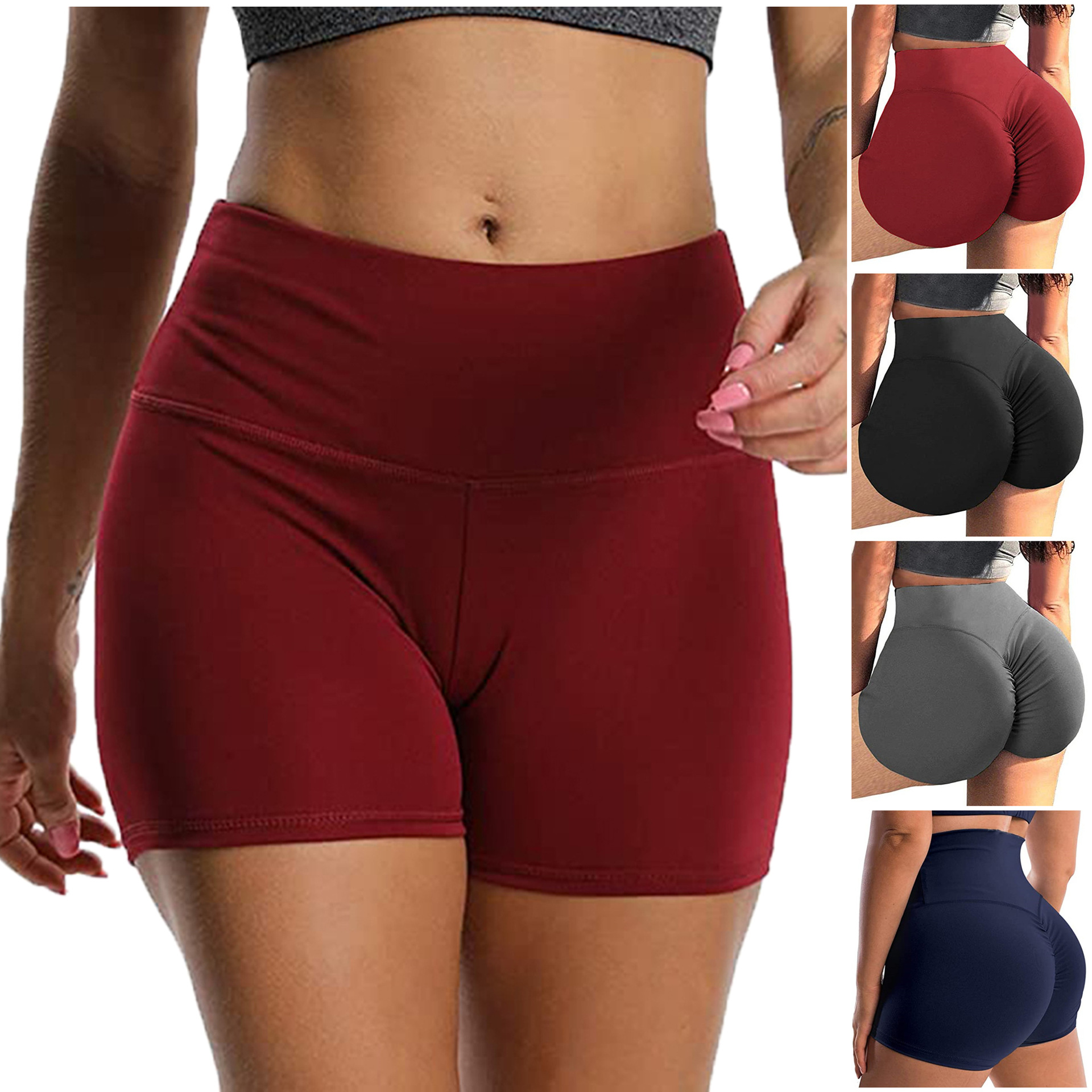 Nude slimming yoga shorts, high-waisted hip-lifting pants, fitness pants, cross-border clothing wholesale [no four stitches and six threads]