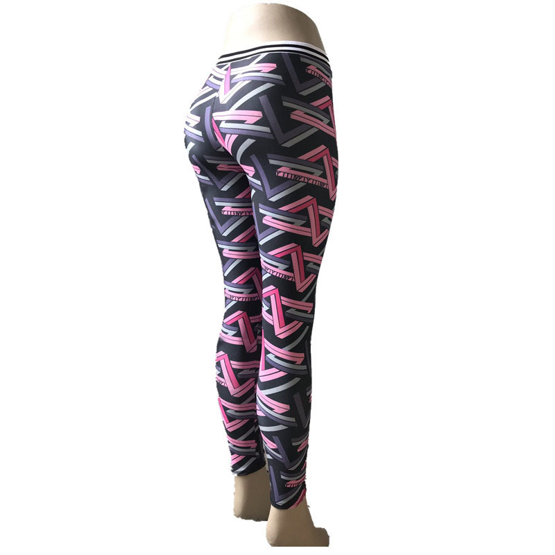 INS recommends pink woven digital print yoga pants, elastic tight hip-enhancing leggings, factory direct sales L004 Item Picture