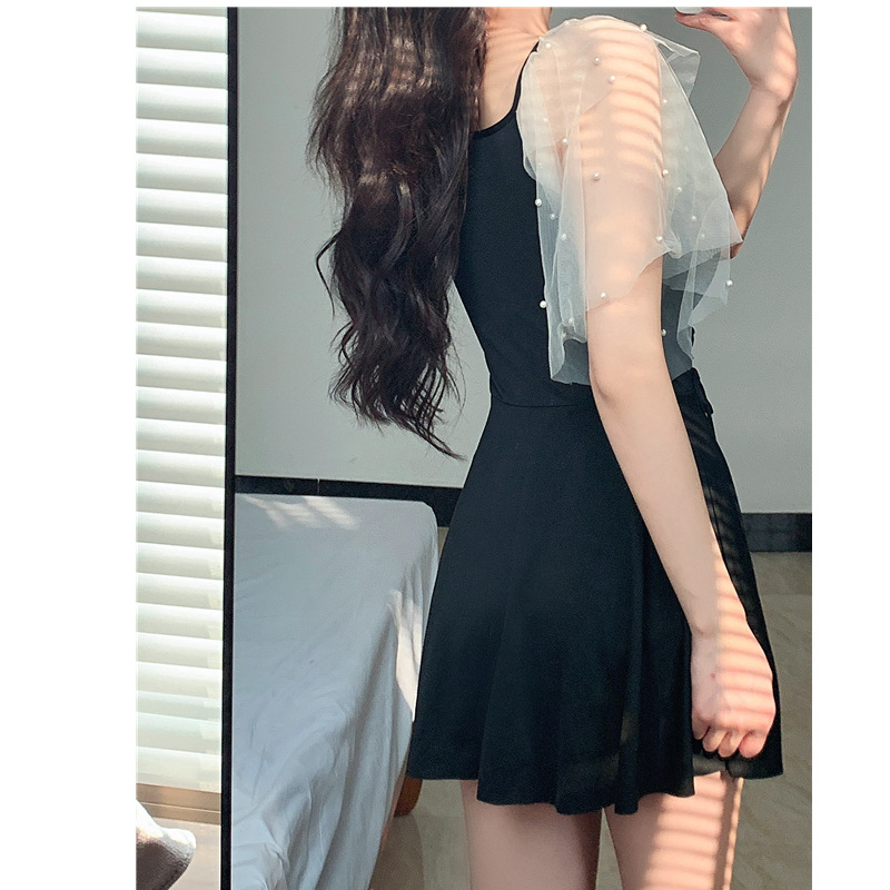 Swimsuit women's dress style one-piece conservative slimming Korean ins fairy style student small chest gathered pure desire hot spring swimsuit Specification image