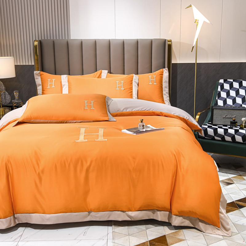 2022 Washed Silk Four-piece Set, ice Silk summer bed sheets and duvet covers, Silk Nordic style solid color Tencel bedding details Picture