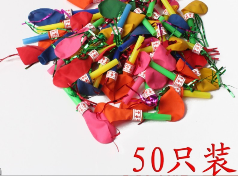 Whistle balloons, golden thread whistle balloons, wholesale children's sound toys, blowing balloons, baby birthday party supplies details Picture