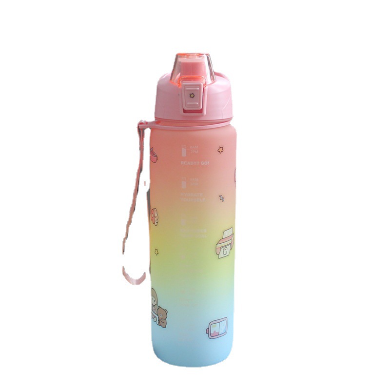 New gradient space cup, plastic cup, bouncing straw, sports cup, plastic water cup Item Picture